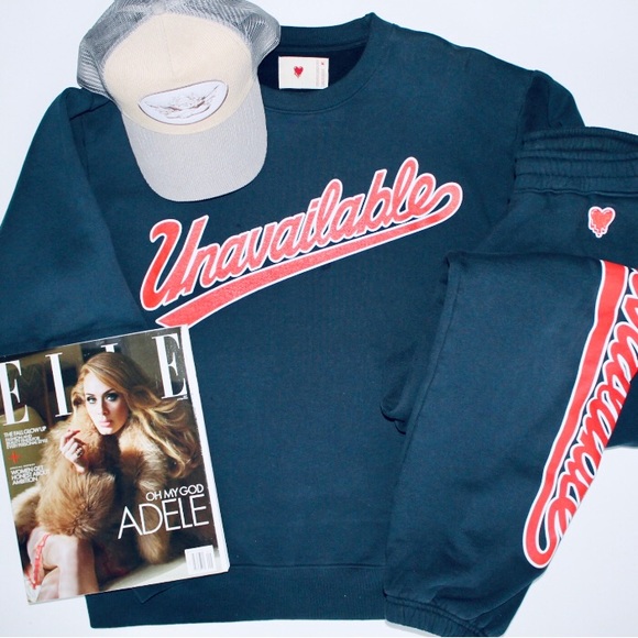 EMOTIONALLY UNAVAILABLE Sweatsuit in Navy - Picture 1 of 7